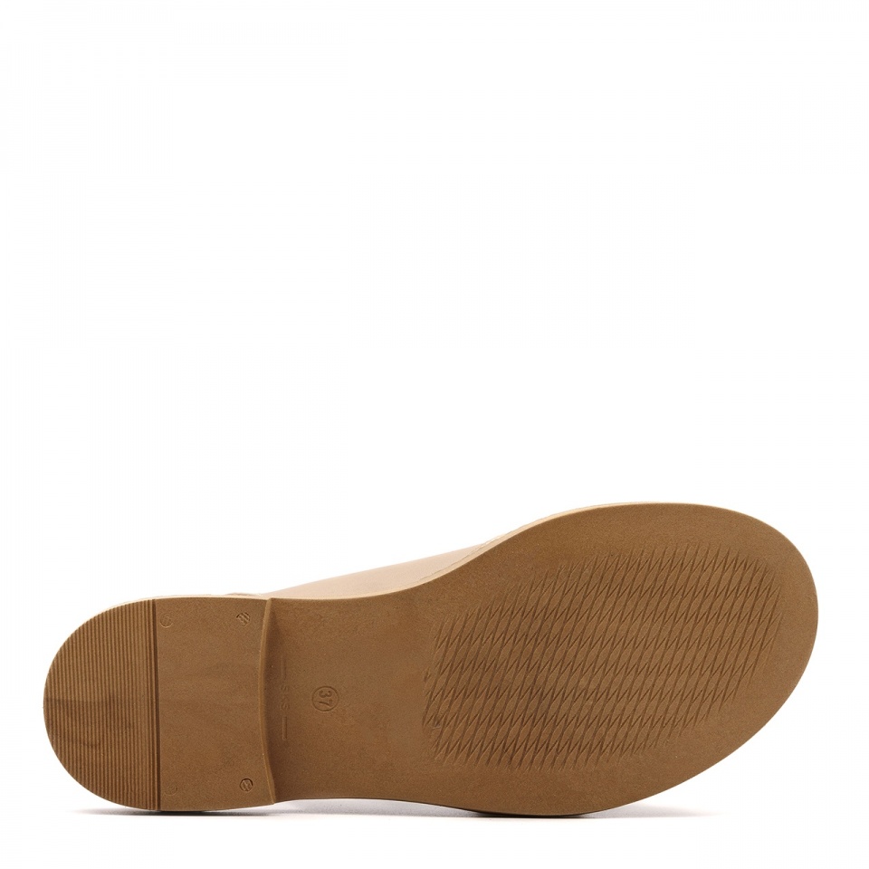 Béžové kožené sandále s farebnou ozdobou 167B
