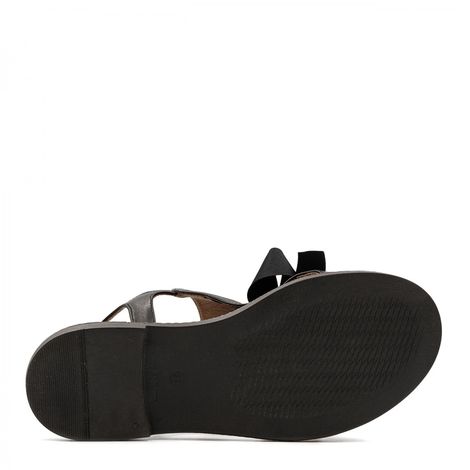 Čierne kožené sandále s mašľou 167X